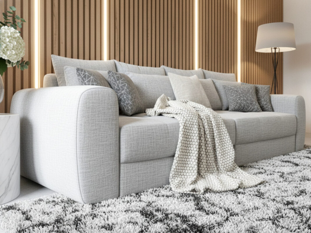 Duża Kanapa 300 CM Sofa 4 Osobowa Wolnostojąca Na Sprężynach Bonellowych + Wybór Kolorów - ATENA