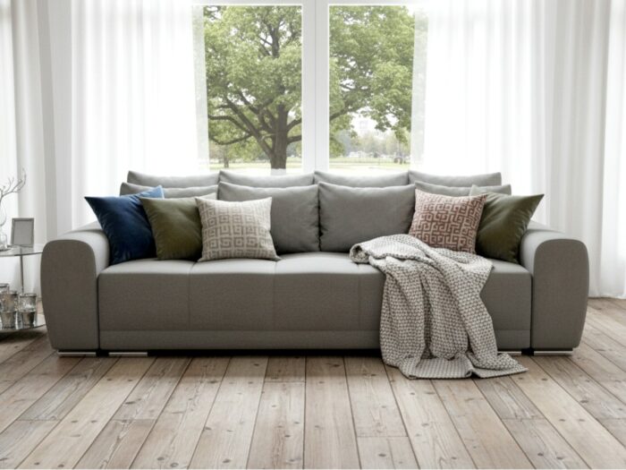 Duża Kanapa Rozkładana 265 CM Sofa 4 Osobowa Wolnostojąca Na Sprężynach Bonellowych + Wybór Kolorów - ATENA