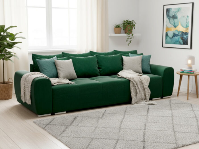 Duża Kanapa 265 CM Sofa 3 Osobowa Wolnostojąca Na Sprężynach Bonellowych + Wybór Kolorów - ATENA