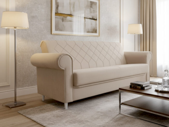 Sofa 3 Osobowa 244 CM Kanapa Rozkładana Z Funkcją Spania Pojemnikiem + Sprężyny Bonell Pianka HR - BALI