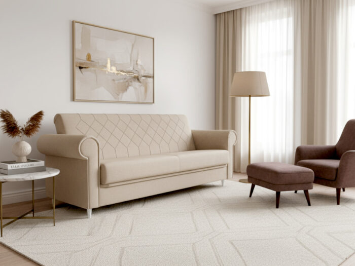 Sofa 3 Osobowa 244 CM Kanapa Rozkładana Z Funkcją Spania Pojemnikiem + Sprężyny Bonell Pianka HR - BALI