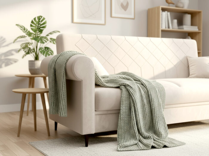 Sofa 3 Osobowa 244 CM Kanapa Rozkładana Z Funkcją Spania Pojemnikiem + Sprężyny Bonell Pianka HR - BALI