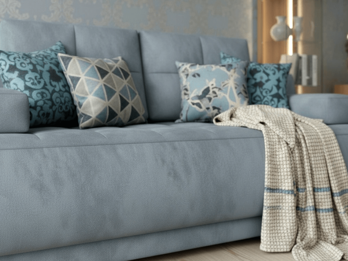 Mała Rozkładana Kanapa 197 CM - Wygodna Sofa Do Salonu + Pikowane Siedzisko + Pojemnik Na Pościel - NOVA