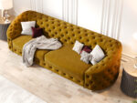 Pikowana Sofa Rozkładana 3 Osobowa 290 CM - Elegancka Kanapa W Stylu Glamour + Pianka HR45 + Sprężyny Bonell - VENUS