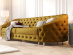 Pikowana Sofa Rozkładana 3 Osobowa 290 CM - Elegancka Kanapa W Stylu Glamour + Pianka HR45 + Sprężyny Bonell - VENUS