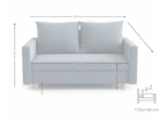 Dwuosobowa Sofa 155 CM Mała Kanapa Rozkładana Z Pojemnikiem + Sprężyny Bonell Pianka T30 + Wybór Kolorów DALLAS
