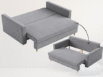 Dwuosobowa Sofa 155 CM Mała Kanapa Rozkładana Z Pojemnikiem + Sprężyny Bonell Pianka T30 + Wybór Kolorów DALLAS