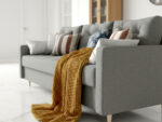Sofa 3 Osobowa Rozkładana 224 CM Kanapa Z Pojemnikiem + Pikowane Siedzisko Poduszki + Wysokie Nóżki + Wybór Kolorów FLORIDA