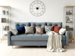 Sofa 3 Osobowa Rozkładana 224 CM Kanapa Z Pojemnikiem + Pikowane Siedzisko Poduszki + Wysokie Nóżki + Wybór Kolorów FLORIDA