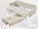 Sofa Z Funkcją Spania 3 Osobowa 222 CM Kanapa Rozkładana Z Pojemnikiem + Wysokie Nóżki + Wybór Kolorów SPRING