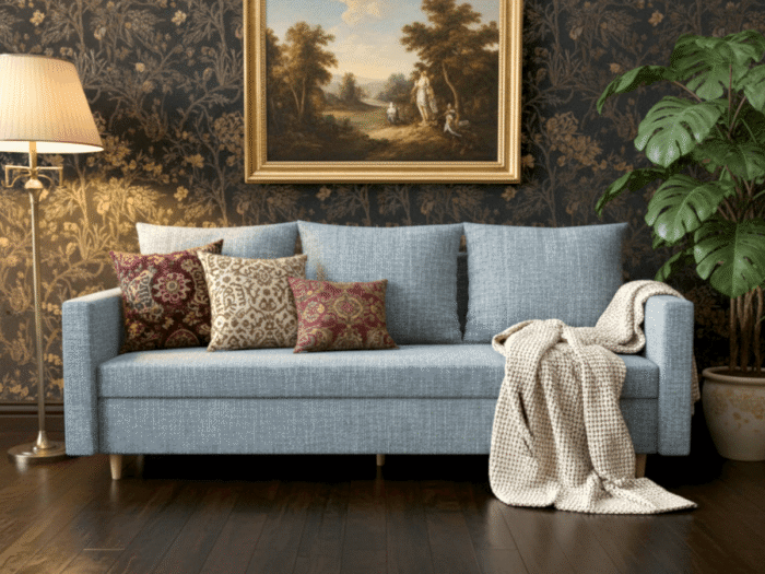 Sofa Z Funkcją Spania 3 Osobowa 222 CM Kanapa Rozkładana Z Pojemnikiem + Wysokie Nóżki + Wybór Kolorów SPRING