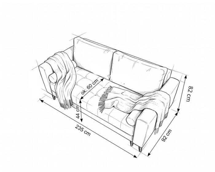 Sofa Z Funkcją Spania Cortina 235 cm wymiary