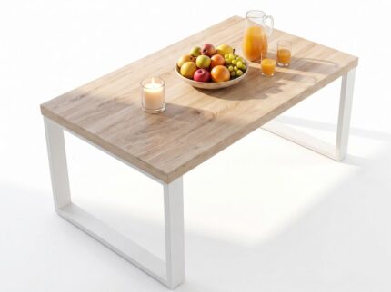 Stolik Kawowy 90x60 cm Livio Ława Loft Prostokątna | Białe Metalowe Nogi