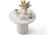 Stolik Kawowy Loft 65 cm Unity - Okrągła Ława - Biała Elegancja Z Marmurem Bianco