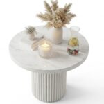 Stolik Kawowy Loft 65 cm Unity - Okrągła Ława - Biała Elegancja Z Marmurem Bianco