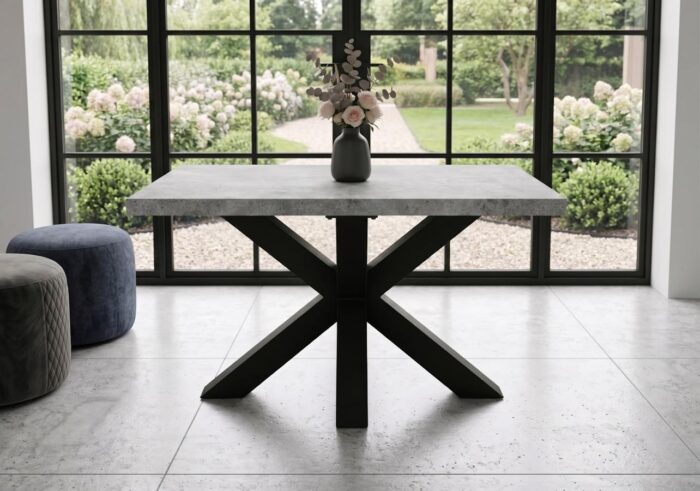 Stolik Kawowy 90x60 cm Brooklyn styl loft czarne nogi pająk + beton blat