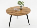Stolik Okrągły 65 cm Detroit | Ława Loft Do Salonu Na Czarnych Smukłych Nóżkach