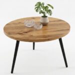 Stolik Okrągły 65 cm Detroit | Ława Loft Do Salonu Na Czarnych Smukłych Nóżkach
