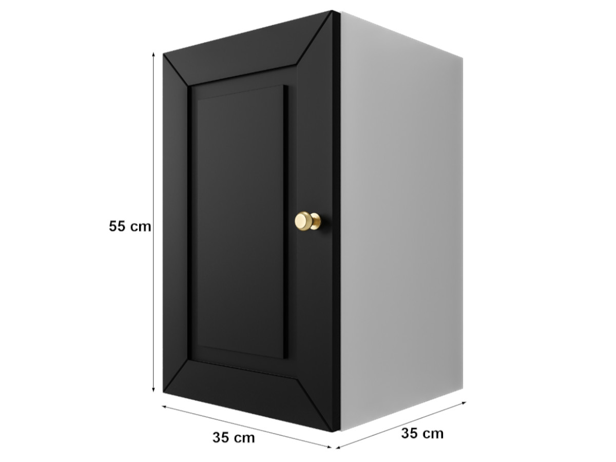 Szafka Modułowa 55x35 CM - Stwórz Własny Zestaw Mebli - Frezowane Malowane Fronty MDF - SN2 Biało Czarna