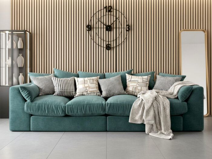 Wygodna Sofa 4-Osobowa 250 CM + Miękkie Poduszki Siedzisko Oparcie + Eleganckie Meble Wypoczynkowe Do Dużego Salonu - ROMA