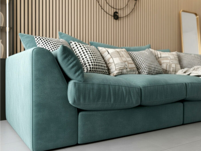 Wygodna Sofa 4-Osobowa 250 CM + Miękkie Poduszki Siedzisko Oparcie + Eleganckie Meble Wypoczynkowe Do Dużego Salonu - ROMA